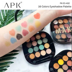 APK Make 16 Color Eyeshadow Palette – Long-Lasting Vibrant Multicolor Shades
