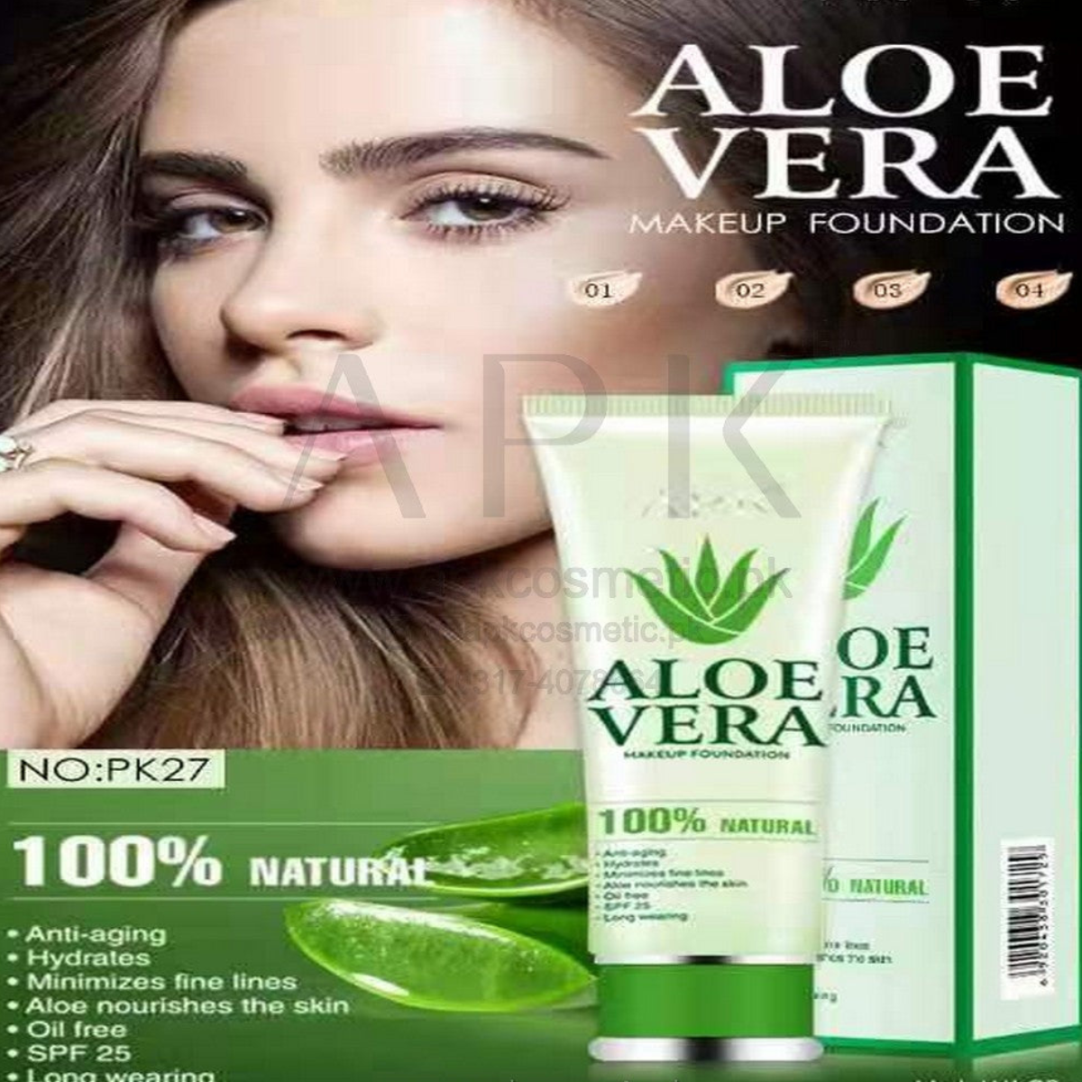 APK Aloe Vera Foundation Pakistan – Natural, SPF 25, Oil Free