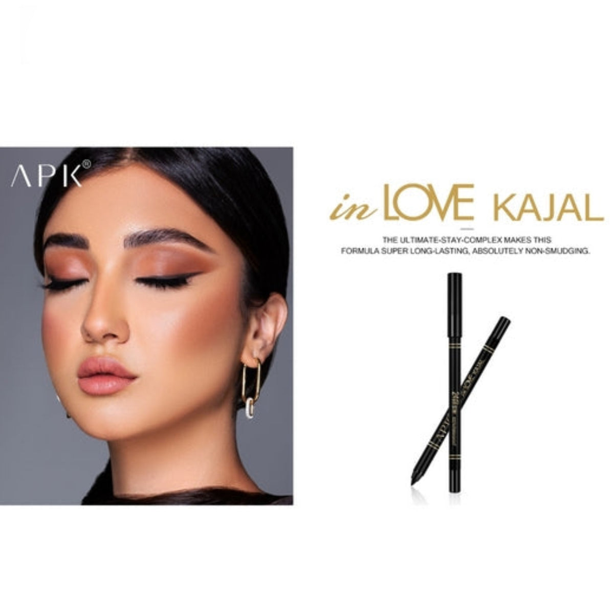 APK Bold Black Kajal Pencils with Sharpener | Upto 24 Hours Stay | Waterproof | Smudge Free