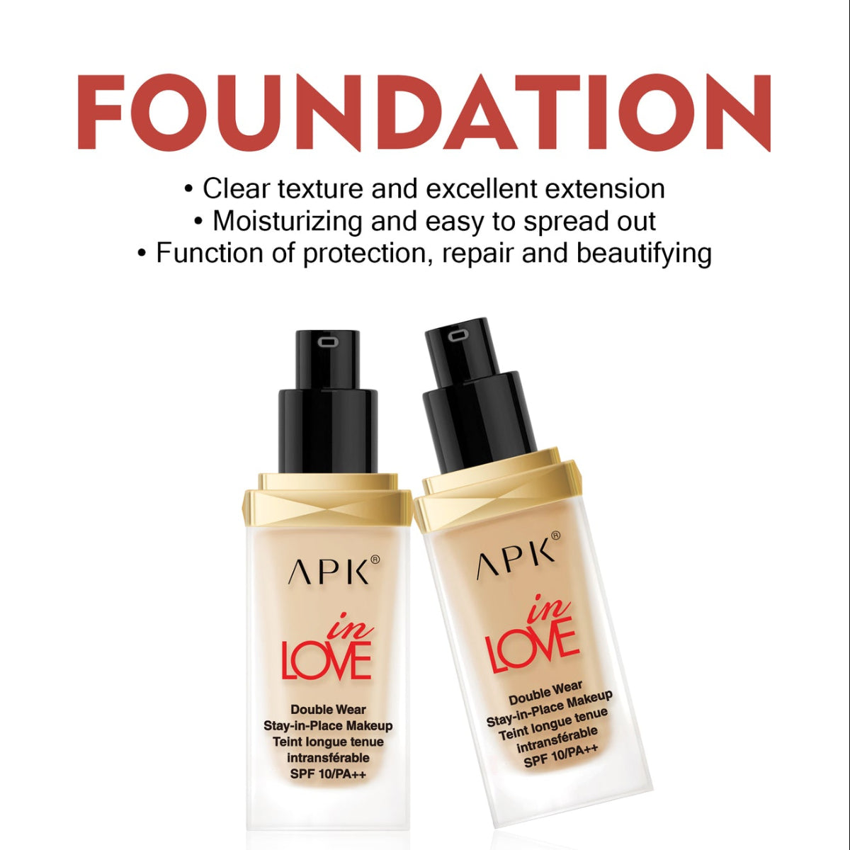 APK Double Wear Foundation SPF 10/PA++ | Moisturizing Long-lasting Coverage
