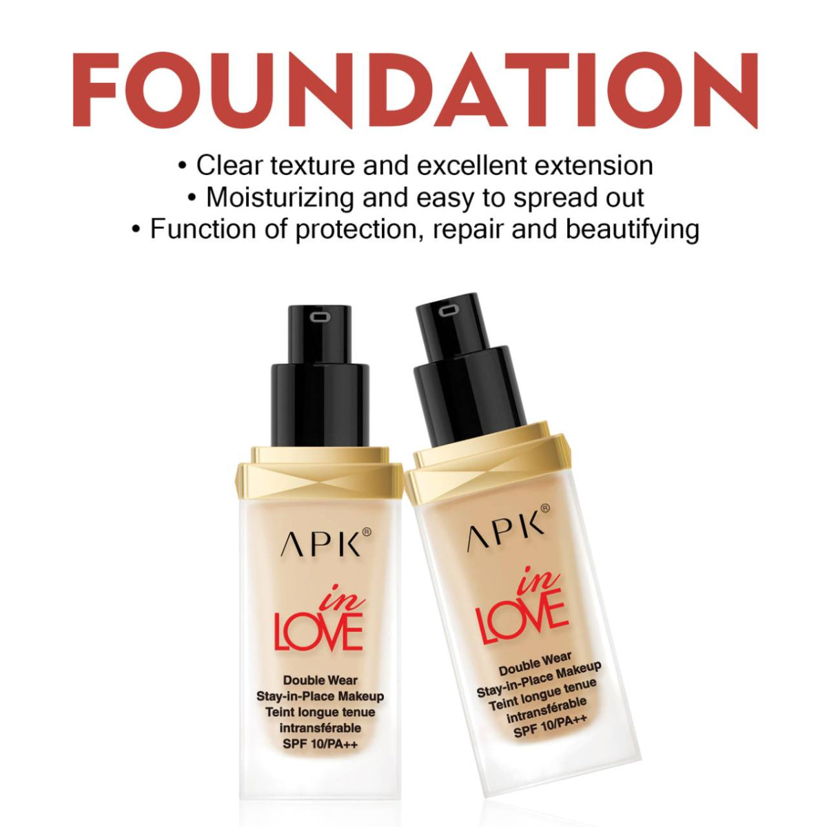 APK Double Wear Foundation SPF 10/PA++ | Moisturizing Long-lasting Coverage