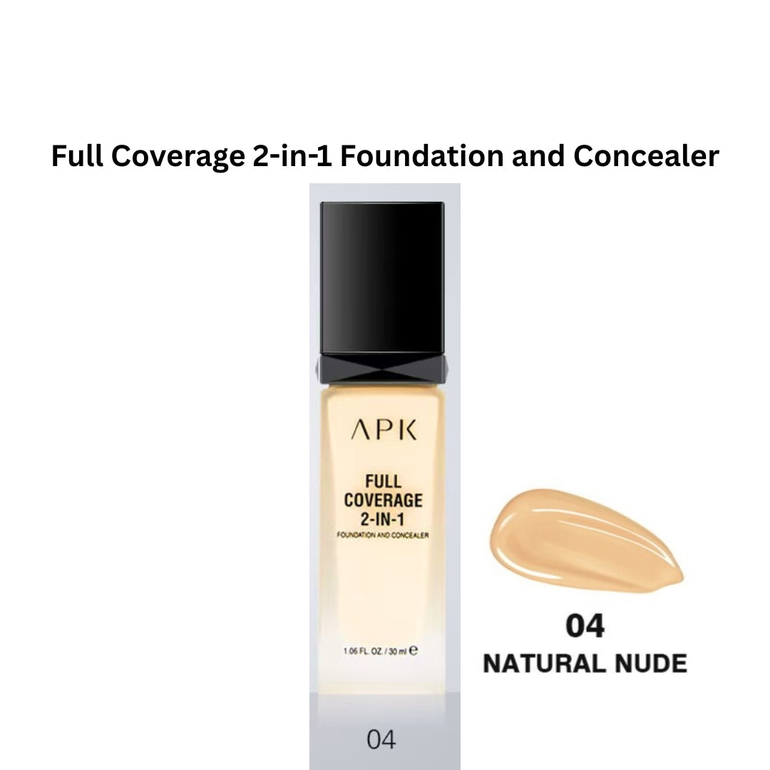 APK Full Coverage 2-in-1 Foundation and Concealer – Moisturizing, Long-Lasting