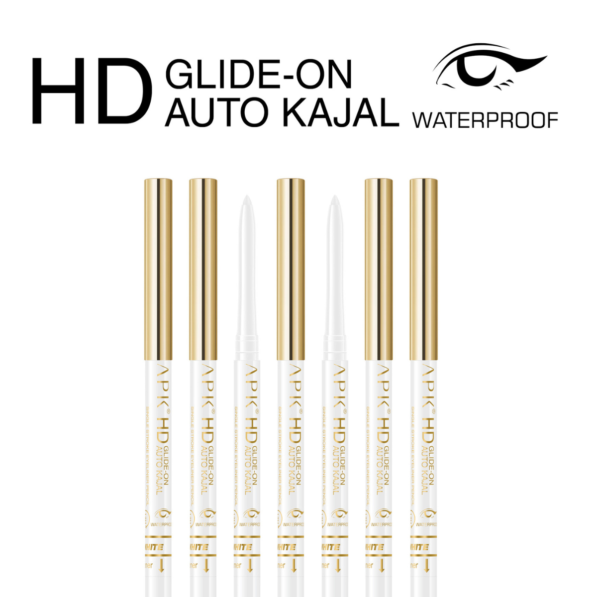 APK HD Glide-On Auto Kajal Single Stroke Eyeliner Pencil – White