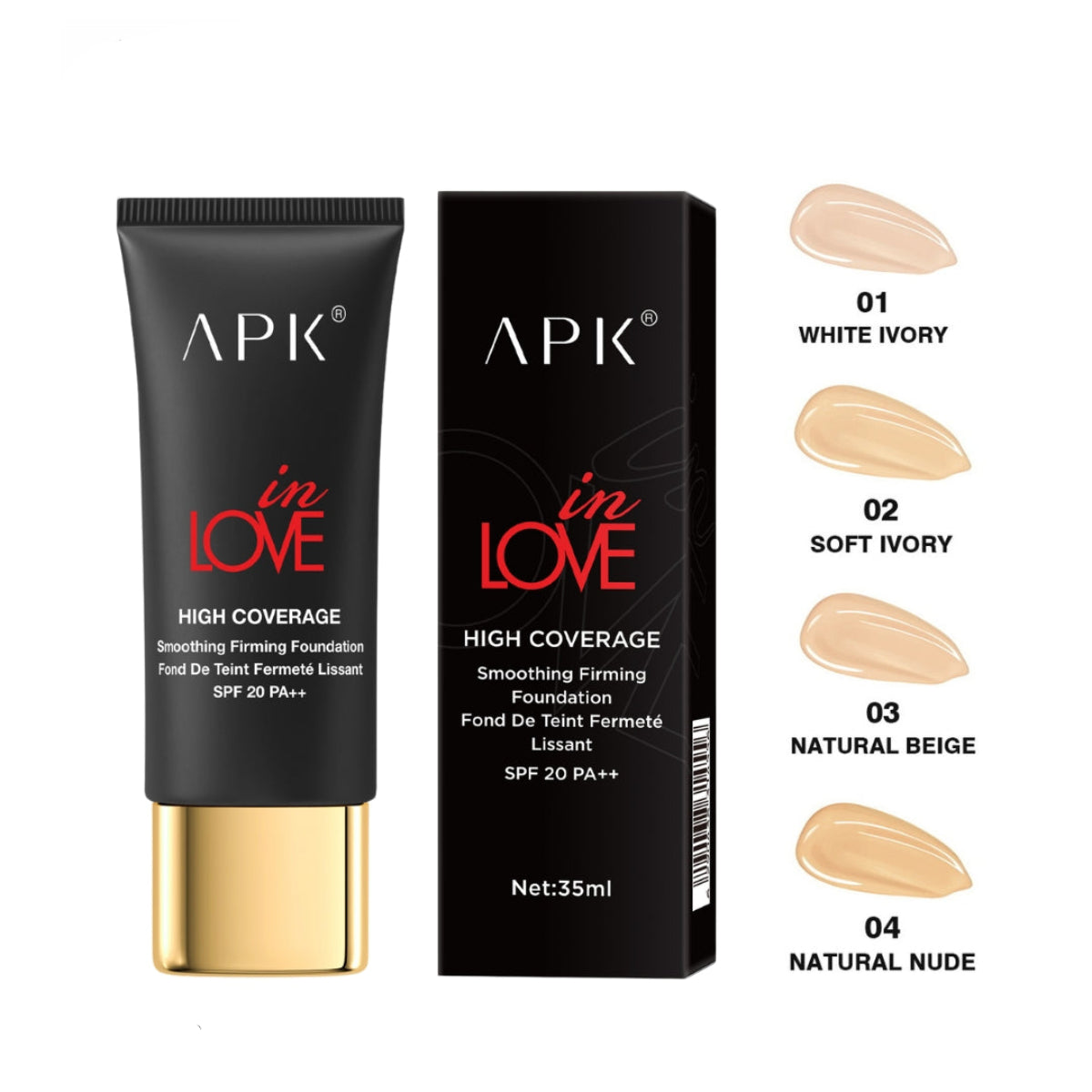 APK High Coverage Smoothing Firming Foundation SPF 20 PA++ – Matte, Long Lasting