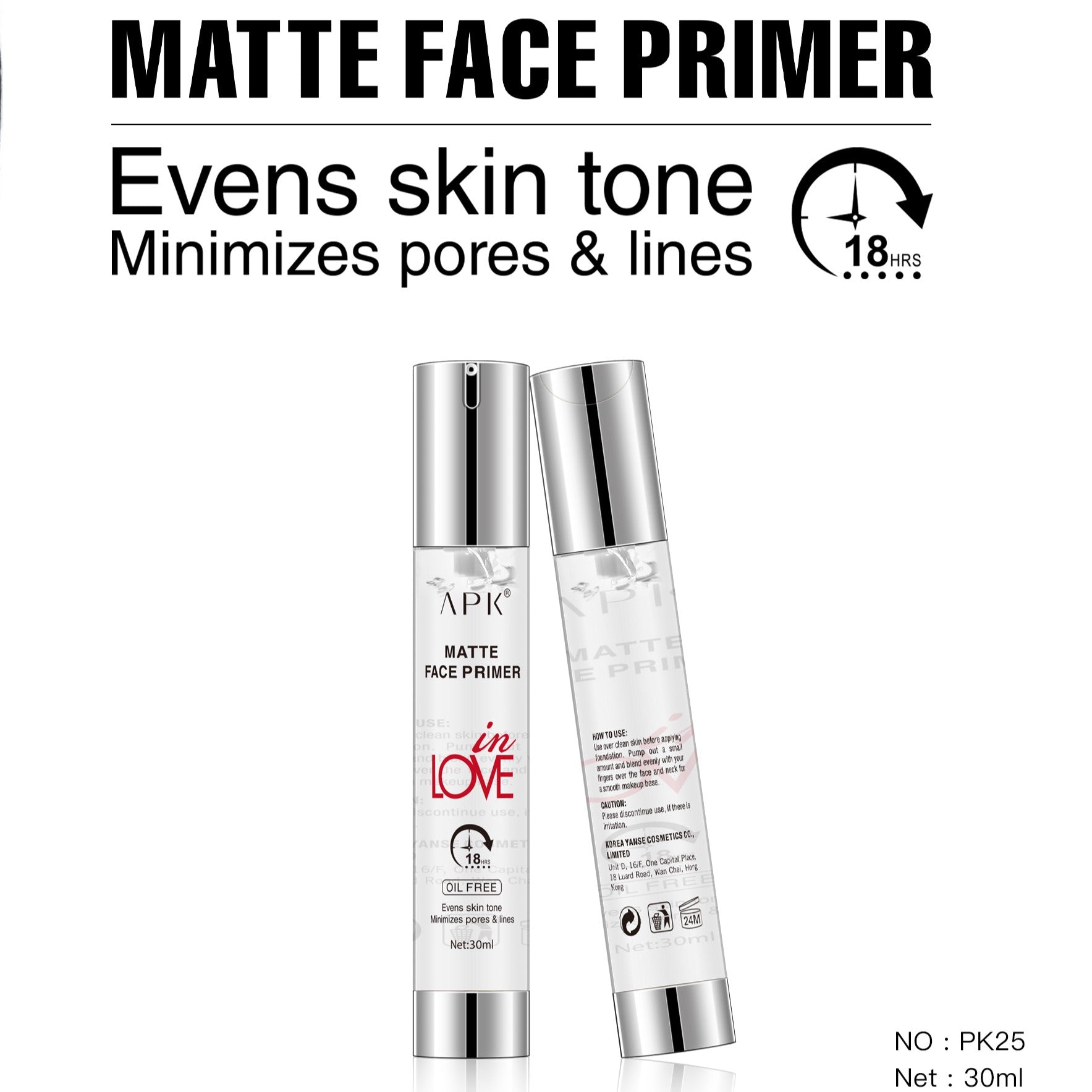 APK Matte Face Primer – Long-Lasting Oil-Free Makeup Base