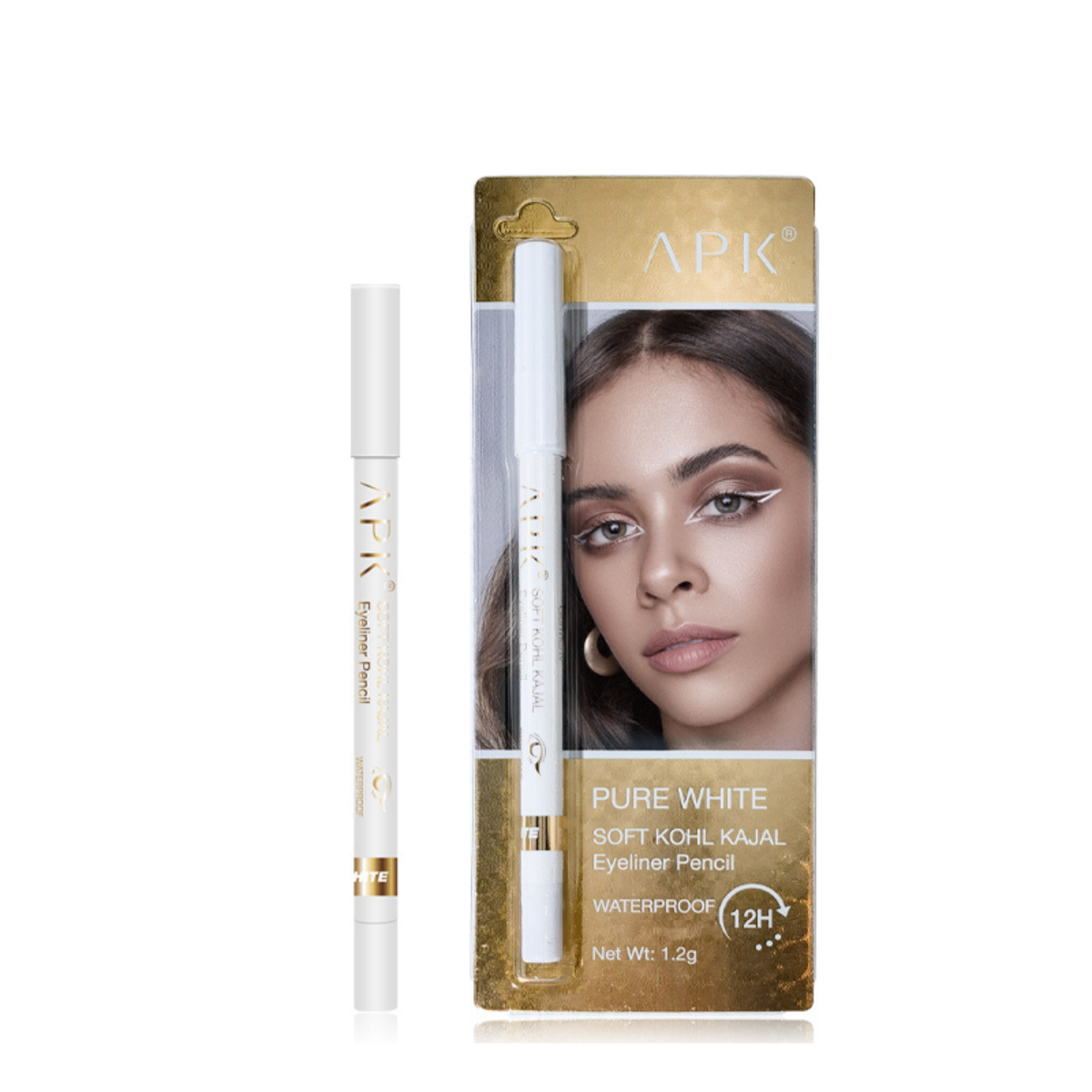 APK Pure White Waterproof Soft Kohl Kajal Eyeliner Pencil