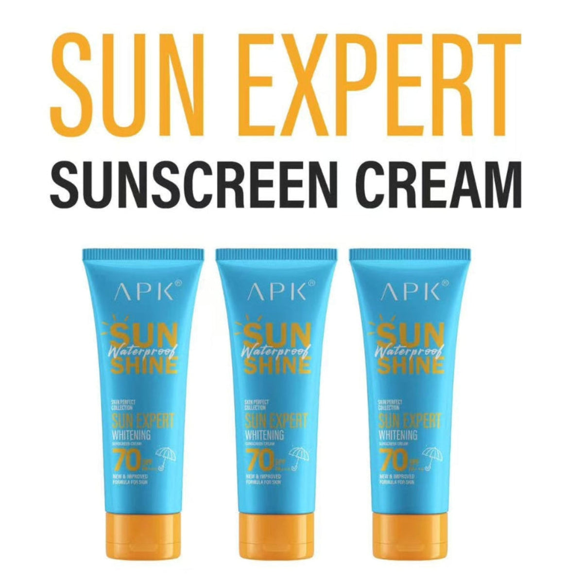 APK Sun Screen SPF 70 with New Formula - Waterproof Protection
