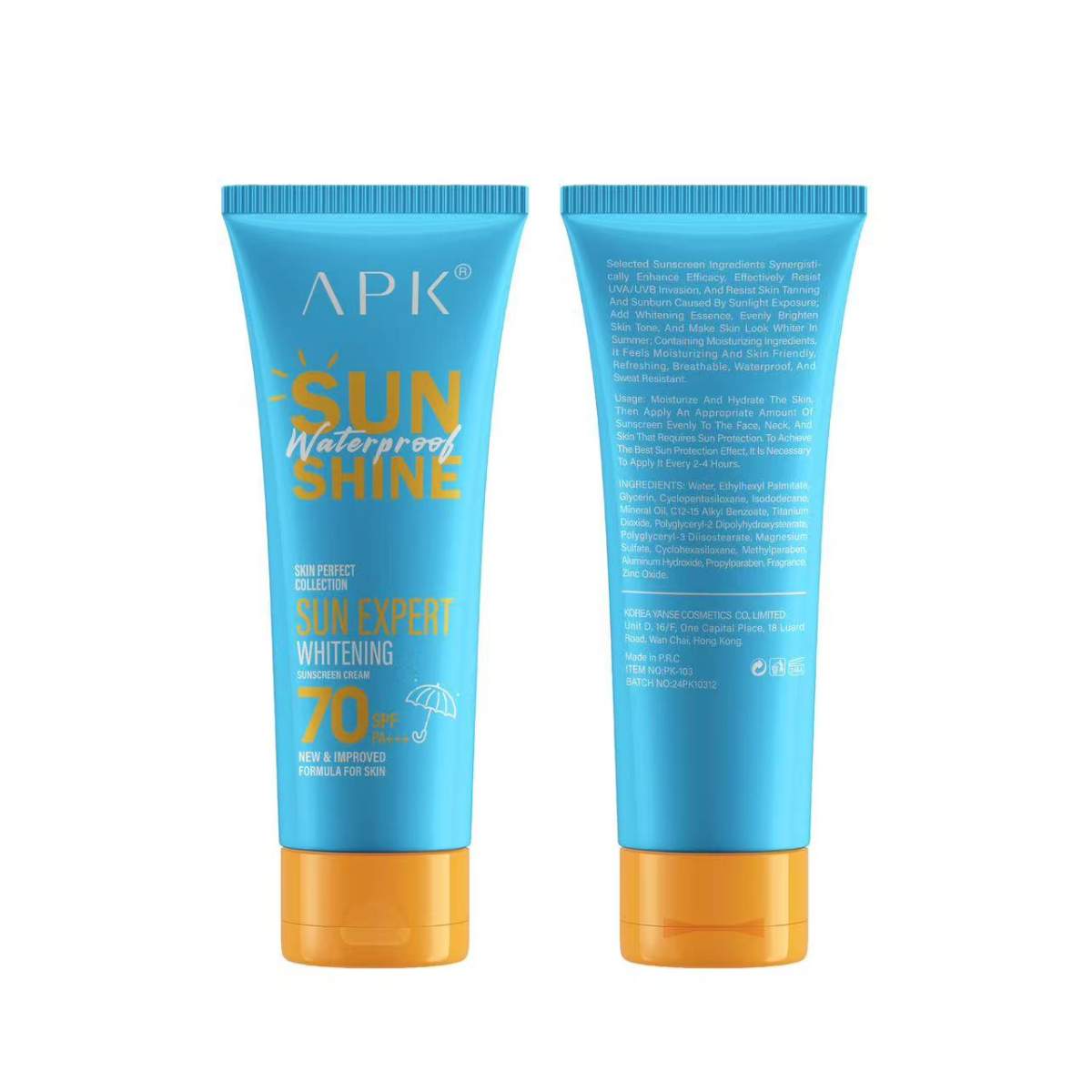 APK Sun Screen SPF 70 with New Formula - Waterproof Protection