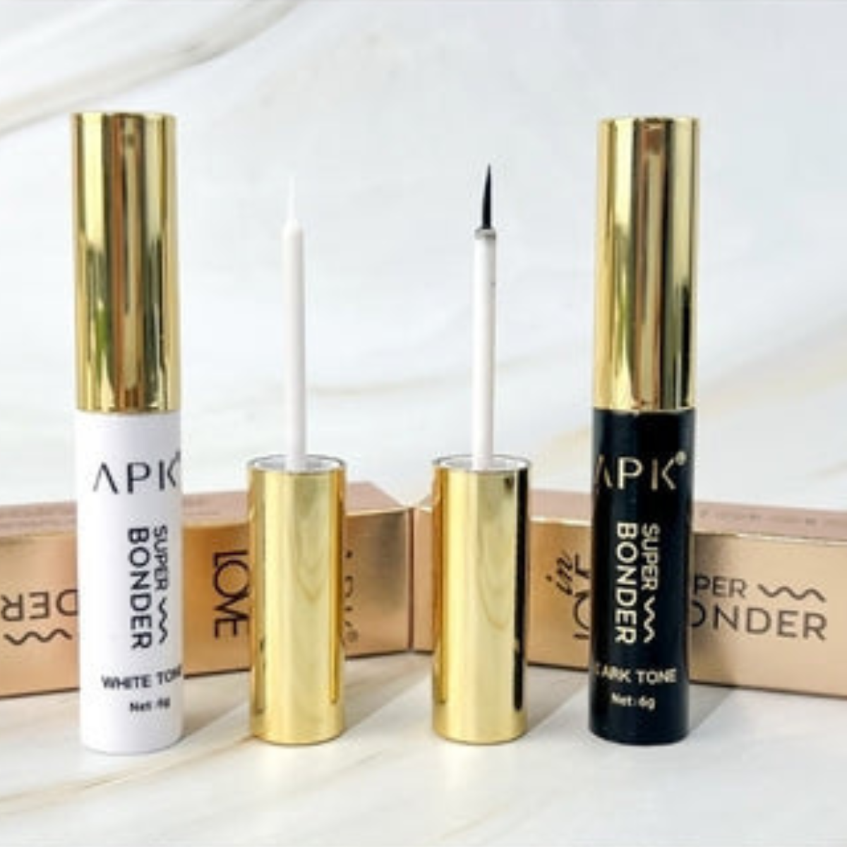APK Super Bonder Waterproof Eyelash Adhesive – Dark and White Tone
