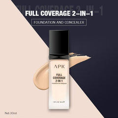 APK Full Coverage 2-in-1 Foundation and Concealer – Moisturizing, Long-Lasting