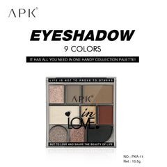APK 9 Colors Eyeshadow Palette | Shimmer and Matte Finish | 3 Multicolor Patterns